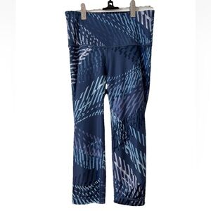 Peloton x With Navy Blue Geometric Reversible High Rise Crop Leggings Medium